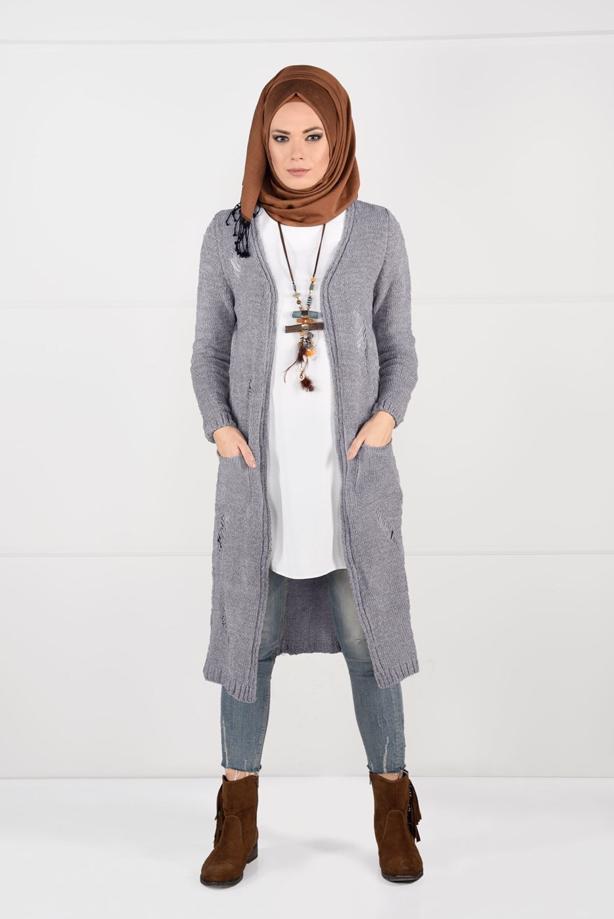 Tesettür giyim  ŞÖNİL KADİFE HIRKA 0203  - TRENDTESETTÜR