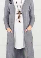 Hijab clothing GREY VELVET CARDIGAN 0203 