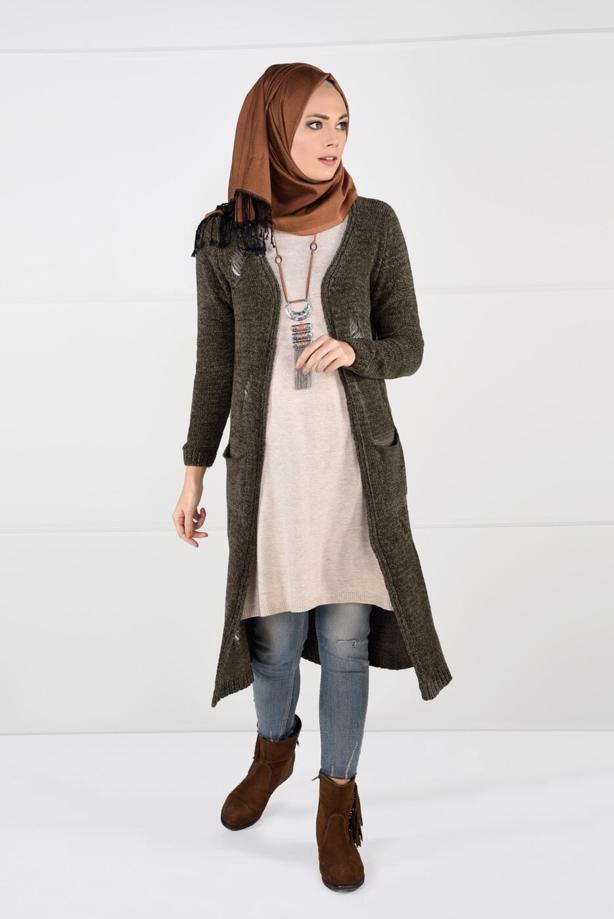 Tesettür giyim  ŞÖNİL KADİFE HIRKA 0203  - TRENDTESETTÜR