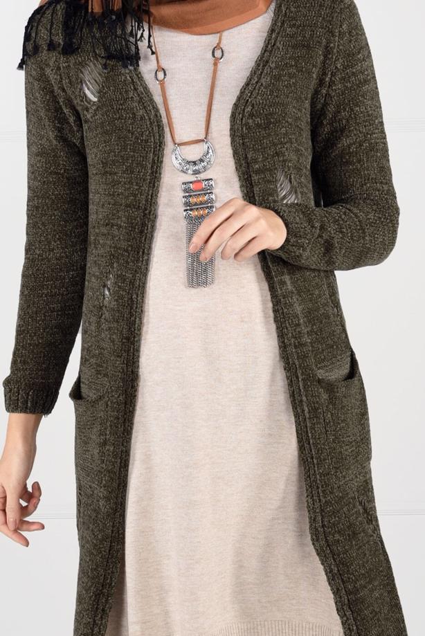 Tesettür giyim  ŞÖNİL KADİFE HIRKA 0203  - TRENDTESETTÜR