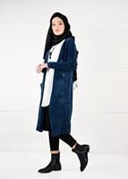 Hijab clothing NAVY BLUE VELVET CARDIGAN 0203 