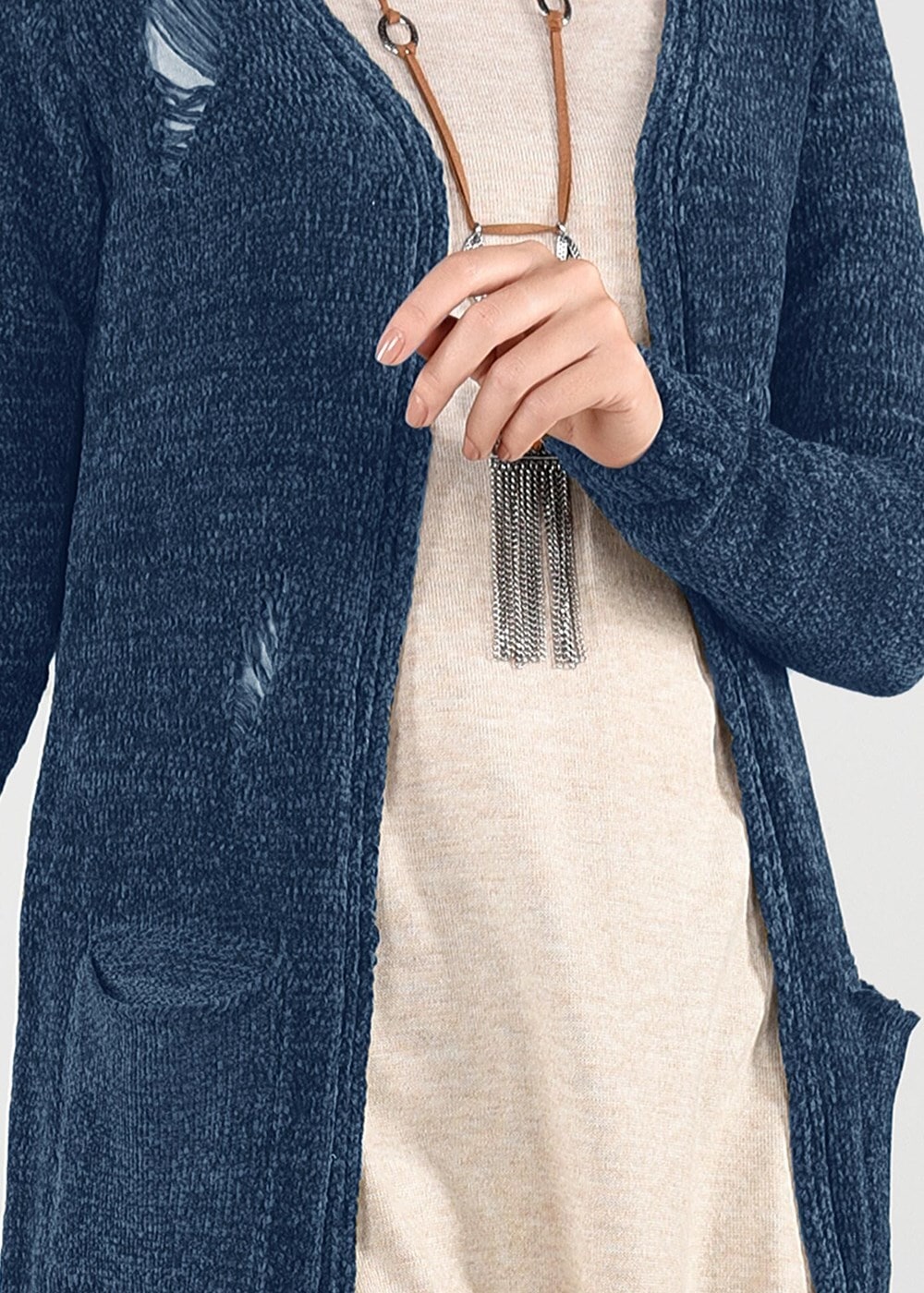 Hijab clothing NAVY BLUE VELVET CARDIGAN 0203 