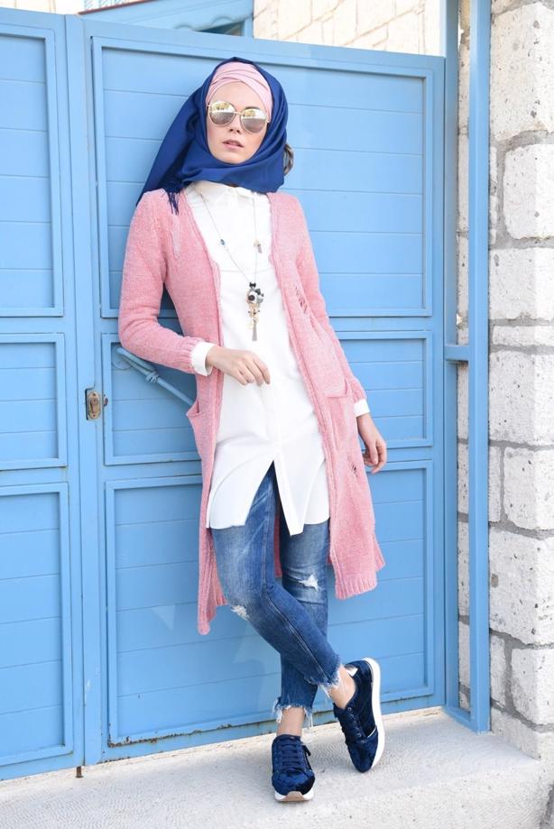 Tesettür giyim  ŞÖNİL KADİFE HIRKA 0203  - TRENDTESETTÜR