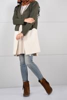 Vêtements hijab KAKI GILET MAILLE À FLUIDE 4107  