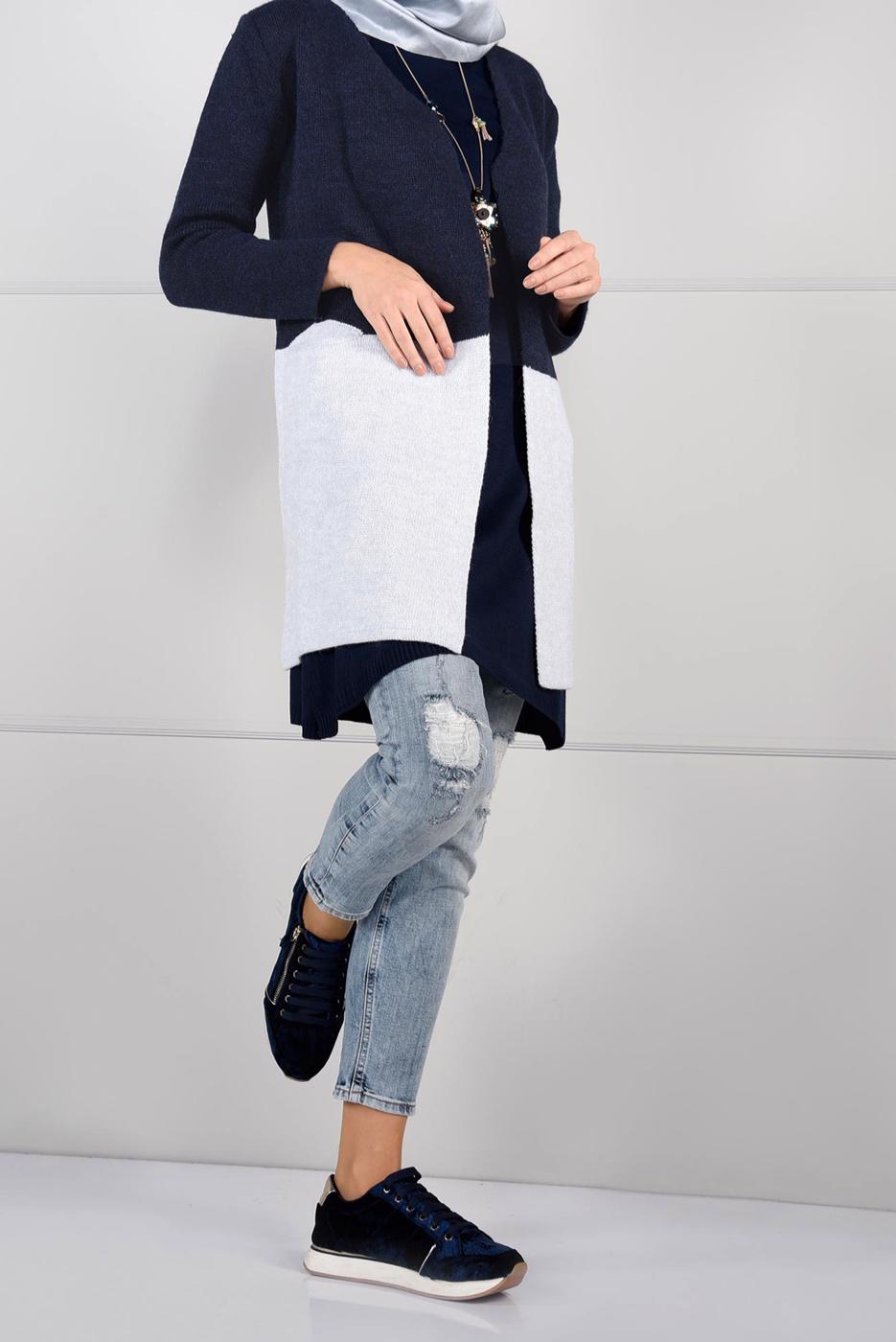 Hijab clothing NAVY BLUE FLOWING CARDIGAN 4107 
