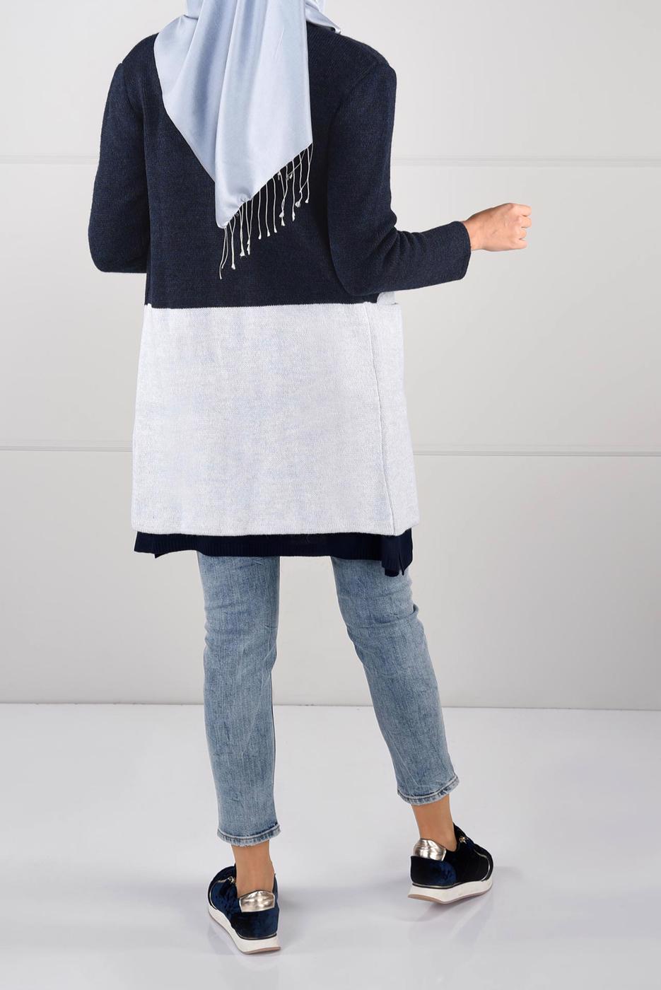 Hijab clothing NAVY BLUE FLOWING CARDIGAN 4107 