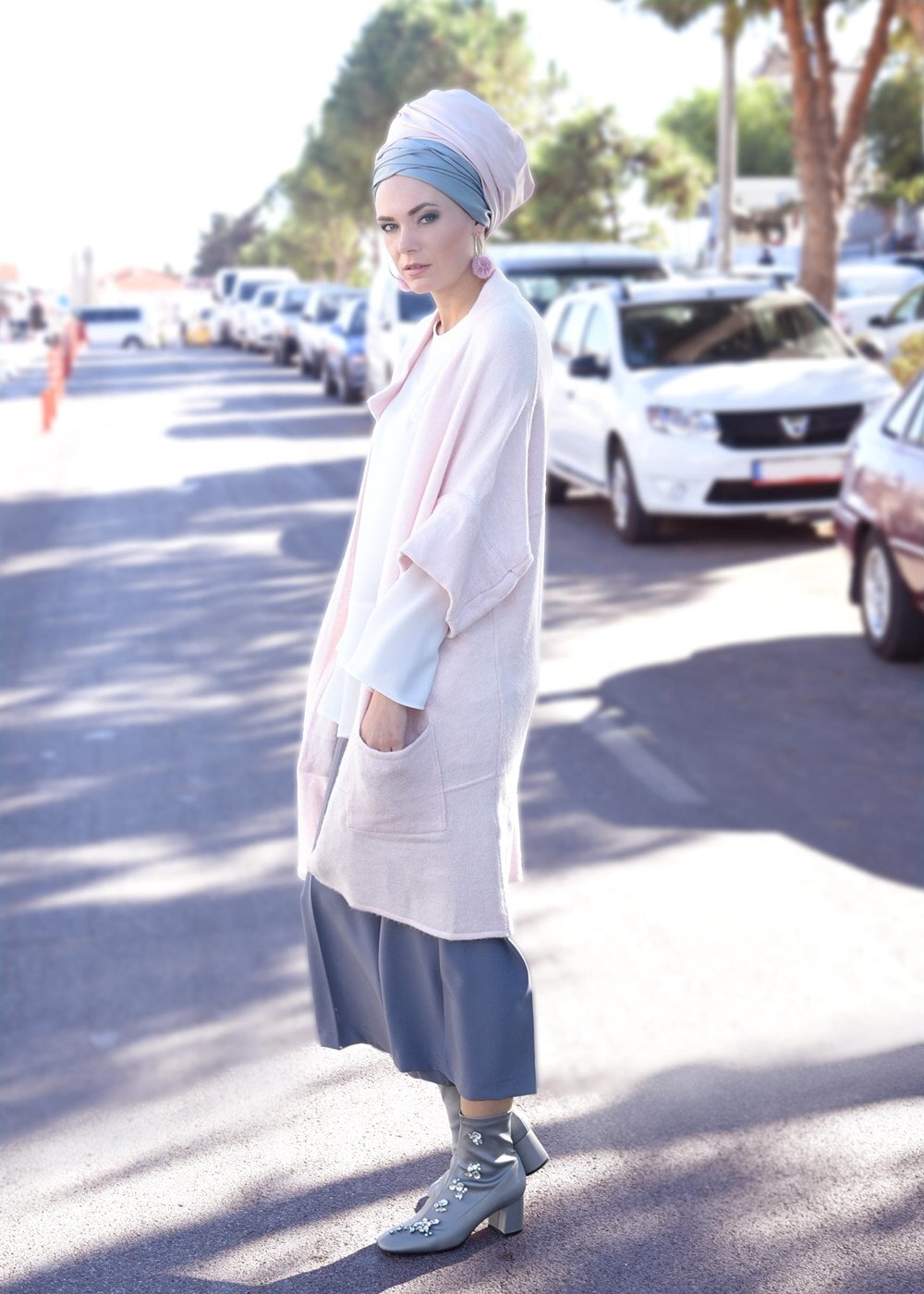 Vêtements hijab POUDRE GILET MAILLE À FLUIDE À MANCHES DOLMAN  4407 