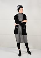 Hijab clothing BLACK SEQUINNED CARDIGAN 6137  