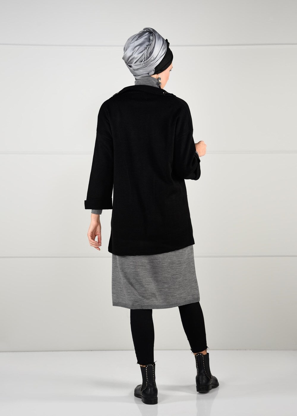 Hijab clothing BLACK SEQUINNED CARDIGAN 6137  