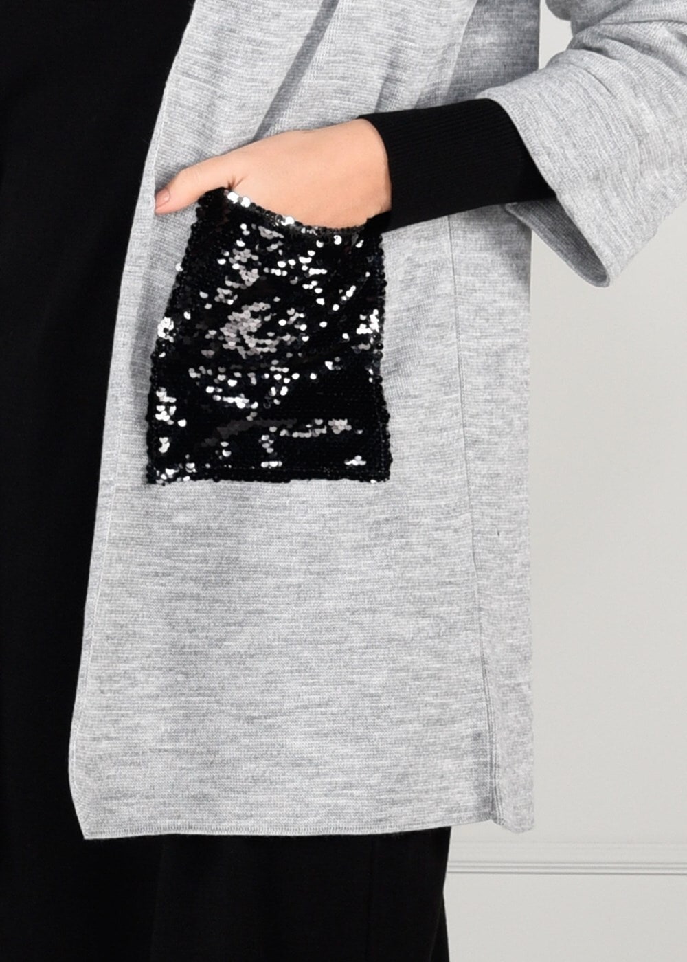 Vêtements hijab GRIS GILET MAILLE À PAILLETTE 6137  