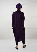 Tesettür giyim MOR İNCİ DETAYLI YARASA KOL HIRKA 6845