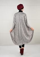 Tesettür giyim GRİ İNCİ DETAYLI YARASA KOL HIRKA 6845