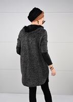 Tesettür giyim GRİ SUNİ DERİ DETAYLI KABAN 31241
