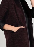 Tesettür giyim BORDO SUNİ DERİ DETAYLI KABAN 31241