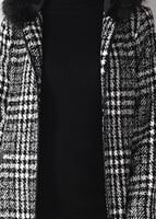 Tesettür giyim SİYAH EKOSE DESENLİ KAŞE KABAN 50451