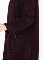Tesettür giyim BORDO EKOSE DESENLİ KAŞE KABAN 50451