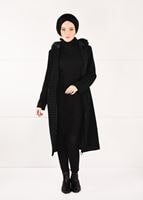 Tesettür giyim HAKİ EKOSE DESENLİ KAŞE KABAN 50451