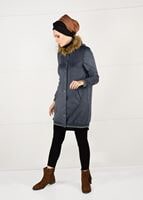 Tesettür giyim GRİ KAPÜŞONU PELUŞ SÜET KABAN 57941