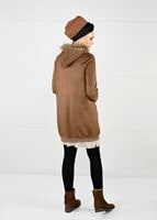 Tesettür giyim KAHVE KAPÜŞONU PELUŞ SÜET KABAN 57941