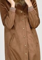 Tesettür giyim KAHVE KAPÜŞONU PELUŞ SÜET KABAN 57941