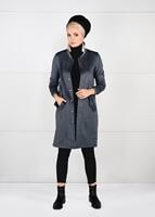 Tesettür giyim GRİ ÇITÇITLI SÜET KABAN 67941 