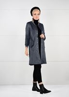 Tesettür giyim GRİ ÇITÇITLI SÜET KABAN 67941 