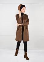 Tesettür giyim KAHVE ÇITÇITLI SÜET KABAN 67941 