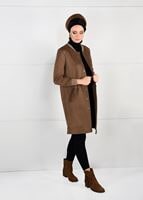 Tesettür giyim KAHVE ÇITÇITLI SÜET KABAN 67941 