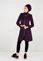 Tesettür giyim MOR FERMUARLI HAKİM YAKA KABAN 4625 