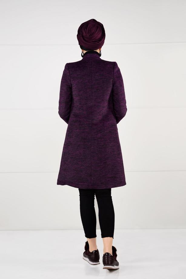 Tesettür giyim  FERMUARLI HAKİM YAKA KABAN 4625  - TRENDTESETTÜR