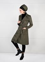 Tesettür giyim HAKİ KUŞAKLI SÜET KABAN 5617 