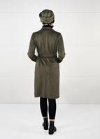 Tesettür giyim HAKİ KUŞAKLI SÜET KABAN 5617 