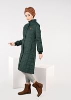 Tesettür giyim HAKİ ARMALI ŞİŞME KABAN 9308 