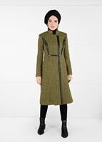 Tesettür giyim TURUNCU HAKİM YAKA KEÇE KABAN 9454