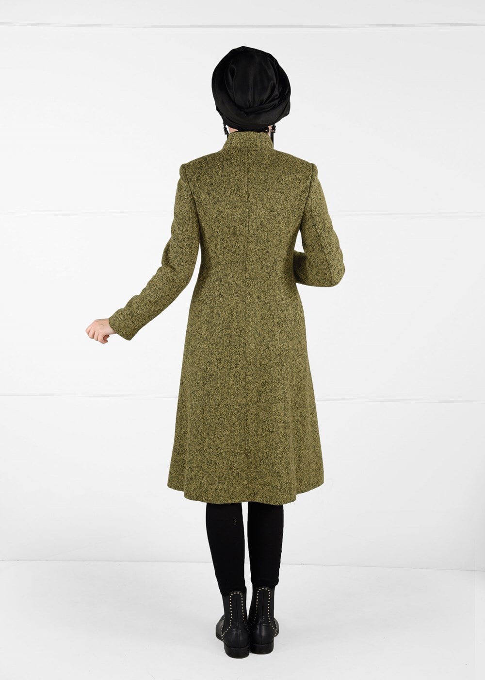 Tesettür giyim TURUNCU HAKİM YAKA KEÇE KABAN 9454