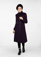 Tesettür giyim MÜRDÜM HAKİM YAKA KEÇE KABAN 9454