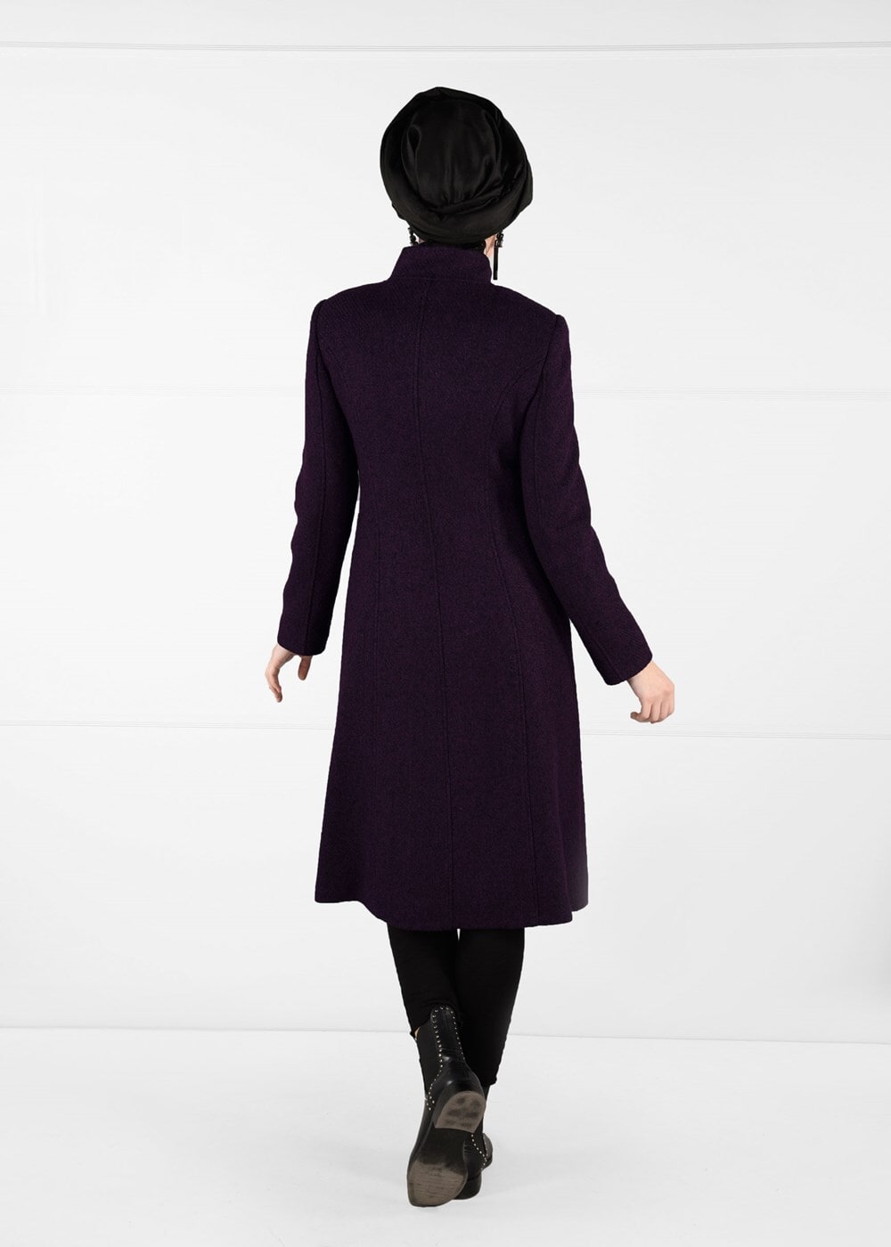 Tesettür giyim MÜRDÜM HAKİM YAKA KEÇE KABAN 9454