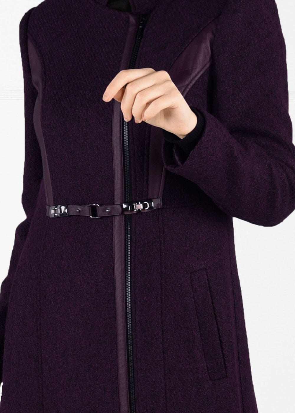 Tesettür giyim MÜRDÜM HAKİM YAKA KEÇE KABAN 9454