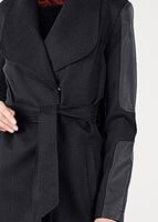 Tesettür giyim LACİVERT KOLLARI DERİ DETAYLI KABAN 9470 