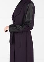 Tesettür giyim MÜRDÜM KOLLARI DERİ DETAYLI KABAN 9470 