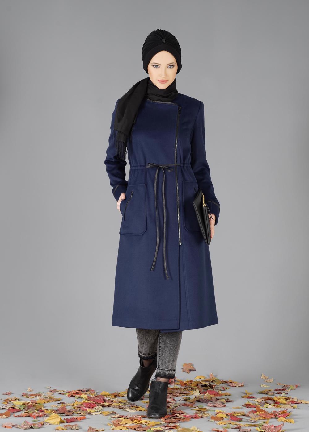 Tesettür giyim LACİVERT T 9473 Next Tesettür Kaban-Alv Fashion