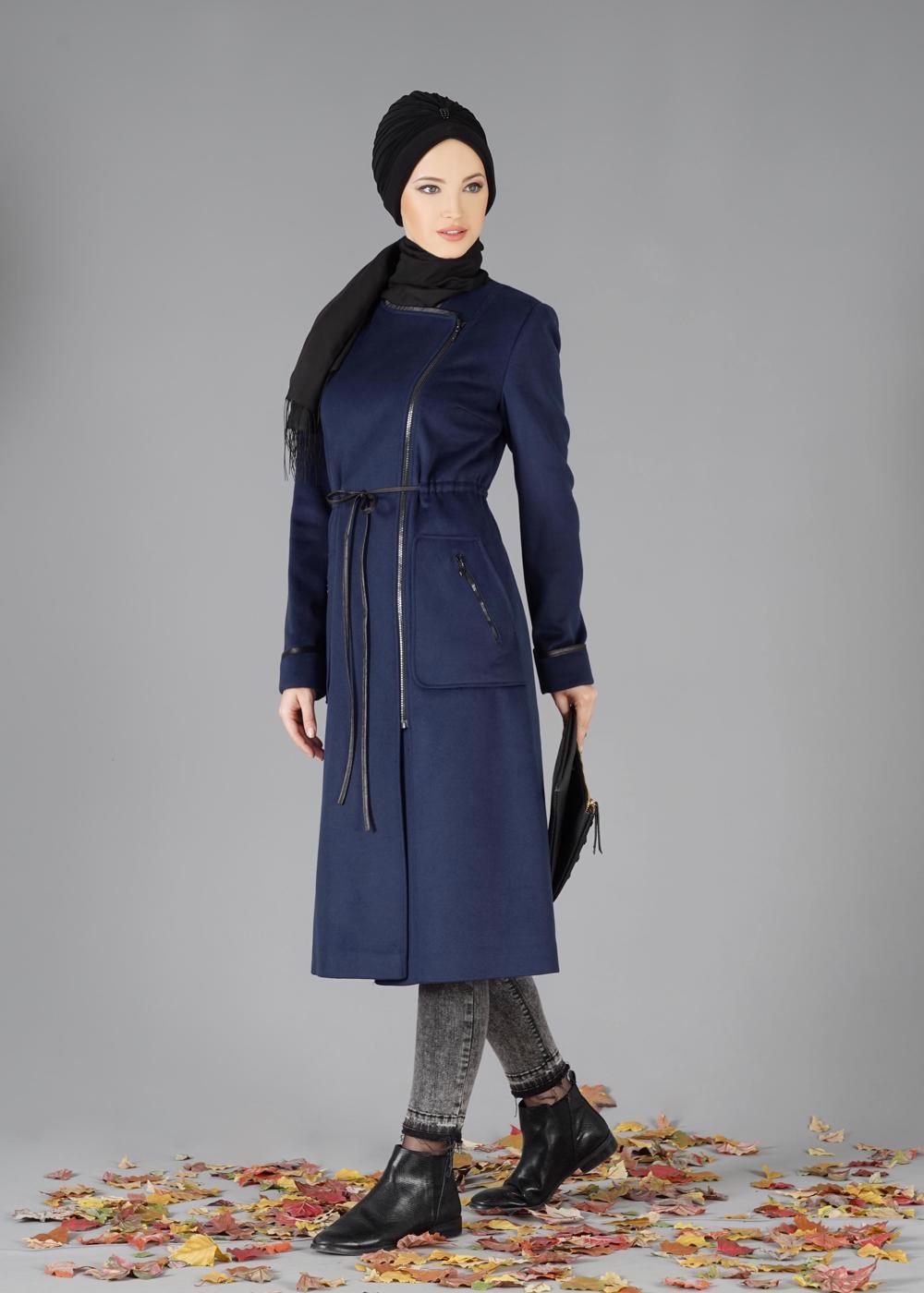 Tesettür giyim LACİVERT T 9473 Next Tesettür Kaban-Alv Fashion