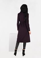 Tesettür giyim MÜRDÜM FERMUARLI BELİ BÜZGÜLÜ KABAN 9473 