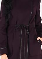 Tesettür giyim MÜRDÜM FERMUARLI BELİ BÜZGÜLÜ KABAN 9473 