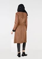 Tesettür giyim TURUNCU KRUVAZE CEP DETAYLI KABAN 9474 