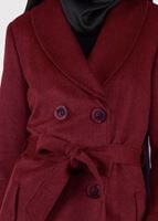 Tesettür giyim BORDO KRUVAZE CEPLİ KABAN 9481 