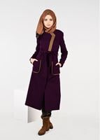 Tesettür giyim BORDO CEPLİ KUŞAKLI KABAN 9485 