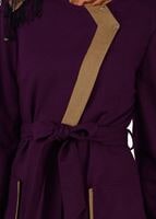 Tesettür giyim BORDO CEPLİ KUŞAKLI KABAN 9485 