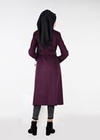 Tesettür giyim MOR KEMERLİ FLETO CEP KABAN 9486 
