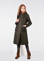 Tesettür giyim HAKİ CEP DETAYLI KAPİTONE KABAN  9496 